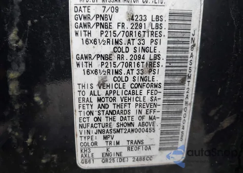 2010 Nissan Rogue S z USA, uszkodzony, nr VIN JN8AS5MT2AW000455